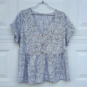 SHEIN Black and White Speckled Blouse